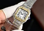 TW Factory Cartier Santos 27*34.4mm 316L Steel Quartz Movement Diamond Bezel TT Yellow Gold Band Lady Watch